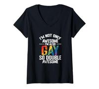 Mujer No Solo Soy Impresionante También Soy Gay así Que Doble Impresionante Camiseta Cuello V