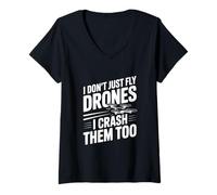 Mujer No Solo Vuelo Drones, también los Choco Camiseta Cuello V