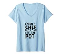 Mujer No Soy Chef, Pero Puedo Revolver la Olla, Cocina Divertida y sarcástica Camiseta Cuello V