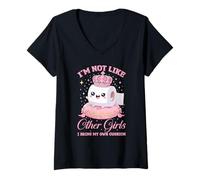 Mujer No Soy como Otras Chicas, traigo mi Propio cojín Camiseta Cuello V