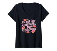 Mujer No Soy como Otras Chicas, traigo mi Propio cojín Camiseta Cuello V