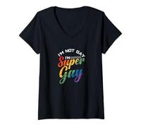 Mujer No Soy Gay Soy Super Gay Camiseta Cuello V