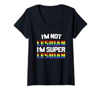 Mujer No soy lesbiana soy super lesbiana lesbiana Camiseta Cuello V