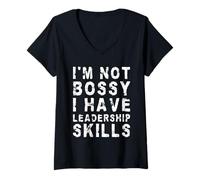 Mujer No Soy mandón, Tengo Habilidades de liderazgo | Funny Sarcastic Camiseta Cuello V