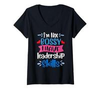 Mujer No Soy mandona Tengo Habilidades de liderazgo Sarcasmo Divertido Camiseta Cuello V