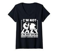 Mujer No soy perezoso, solo un panda frío Camiseta Cuello V
