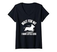 Mujer No Soy Slow Little Legs Corgi Dog Running Humor Camiseta Cuello V