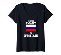 Mujer No Soy Solo Inteligente, Bandera Rusa de Rusia Camiseta Cuello V