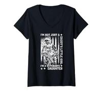 Mujer No Soy Solo la niña de papá, Soy la Hija de un Veterano EE. UU Camiseta Cuello V