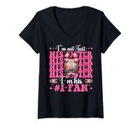Mujer No soy solo su hermana, soy su fan #1 Fútbol hermana chica Camiseta Cuello V