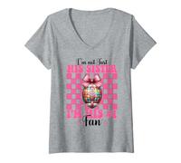 Mujer No soy solo su hermana, soy su fan #1 Fútbol hermana chica Camiseta Cuello V