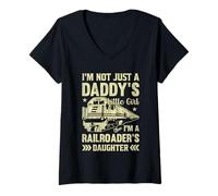 Mujer No Soy Solo una niña de papá, Soy la Hija de un ferrocarril Camiseta Cuello V
