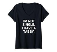 Mujer No Soy Soltero, Tengo un Gato Gracioso atigrado Camiseta Cuello V