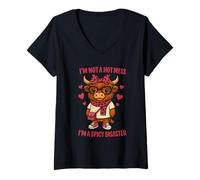Mujer No Soy un Desastre Caliente Soy un Desastre Picante Camiseta Cuello V