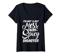 Mujer No Soy un Desastre Caliente, Soy un Desastre Picante Camiseta Cuello V