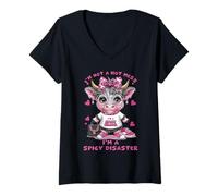 Mujer No Soy un Desastre, Soy una Vaca Rosa de Las Highlands picantes y desastrosas Camiseta Cuello V