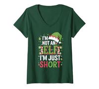 Mujer No Soy Un Elfo, Solo Soy Corto Feliz Navidad Elfo Navidad Camiseta Cuello V, Verde Bosque, M