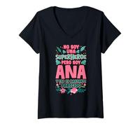 Mujer No Soy Una Superhéroe Pero Soy Ana. Versión floral Camiseta Cuello V