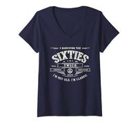 Mujer No soy viejo Sobrevivió a los sesenta dos veces paz 70 cumpleaños 60 Camiseta Cuello V