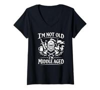 Mujer No Soy Viejo Soy de Mediana Edad Caballero Medieval Divertido Camiseta Cuello V