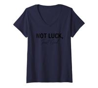 Mujer No Suerte Solo Dios Declaración de Fe Cristiana Camiseta Cuello V