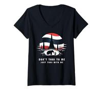 Mujer No Tailandés para Mí Solo Tailandés Conmigo Tailandia Conflicto Khmer Camiseta Cuello V