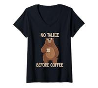 Mujer No Talkie Before Coffee Camiseta Cuello V