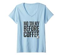 Mujer No Talky Before Coffee Funny Introvert Quote Design Camiseta Cuello V