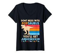 Mujer No te metas con el popsaurus Que obtendrás un papá Retro jurasskicked Camiseta Cuello V