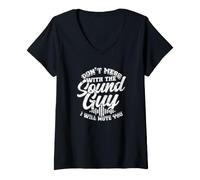 Mujer No te metas con el Tipo de Sonido, te silenciaré - Productor Camiseta Cuello V