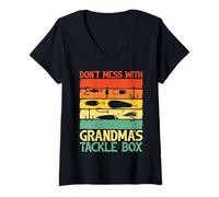 Mujer No te metas con la Caja de Aparejos de la Abuela Pesca Camiseta Cuello V