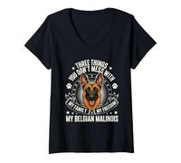 Mujer No te metas con mi Familia Mi Libertad Mi Malinois Belga Camiseta Cuello V