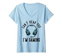 Mujer No te oigo, Estoy Jugando Camiseta Cuello V