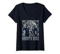 Mujer No te preocupes, gatito, papá, está aquí: Alpha Wolf Knight Night Moon Camiseta Cuello V