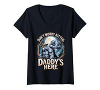 Mujer No te preocupes gatito papá está aquí divertido alfa lobo meme Camiseta Cuello V