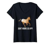 Mujer No te Preocupes, sé un Divertido Amante de los Caballos de Appaloosa Camiseta Cuello V