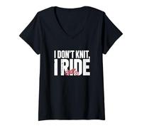 Mujer No tejo, voy en Moto, Motero, Libertad Camiseta Cuello V