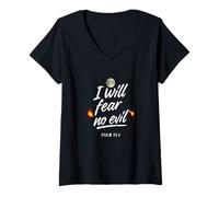 Mujer No temeré al Mal Salmo 23 4 Camiseta Cuello V