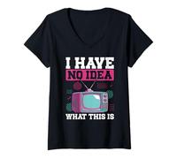 Mujer No Tengo Idea de lo Que es Esto TV 80s 90s Retro Television Camiseta Cuello V