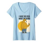 Mujer No Tengo Idea de lo Que Estoy Haciendo Oso Gracioso Papá por Camiseta Cuello V