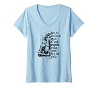 Mujer No Tengo Miedo de Haber Nacido para Hacer Esta Tinta Negra de Juana de Arco Camiseta Cuello V