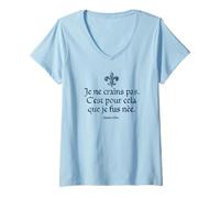 Mujer No Tengo Miedo de nacer para Hacer Esto Juana de Arco Navy Envejecido Camiseta Cuello V