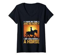 Mujer No Tengo Tiempo ni Dinero Mi Hijo Monta un Caballo Camiseta Cuello V