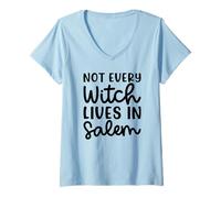 Mujer No Todas Las Brujas Viven en Salem Halloween Espeluznante Lindo Divertido Camiseta Cuello V