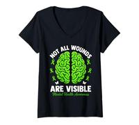 Mujer No Todas Las heridas Son visibles Conciencia sobre la Salud Mental Camiseta Cuello V