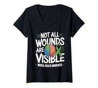 Mujer No Todas Las heridas Son visibles Salud Mental Bienestar Mental Camiseta Cuello V