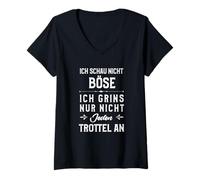 Mujer No Veo Malvado sólo no Estoy en contra de Todos los trompos. Camiseta Cuello V