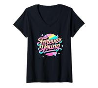 Mujer No viejo, pero siempre joven. Diseño motivacional de los años 80 y 90 Camiseta Cuello V