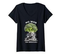 Mujer No War Yes Brócoli - Humor Vegetal Antiguerra Camiseta Cuello V