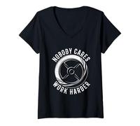 Mujer Nobody Cares Work Harder Funny Workout Fitness Gym Camiseta Camiseta Cuello V